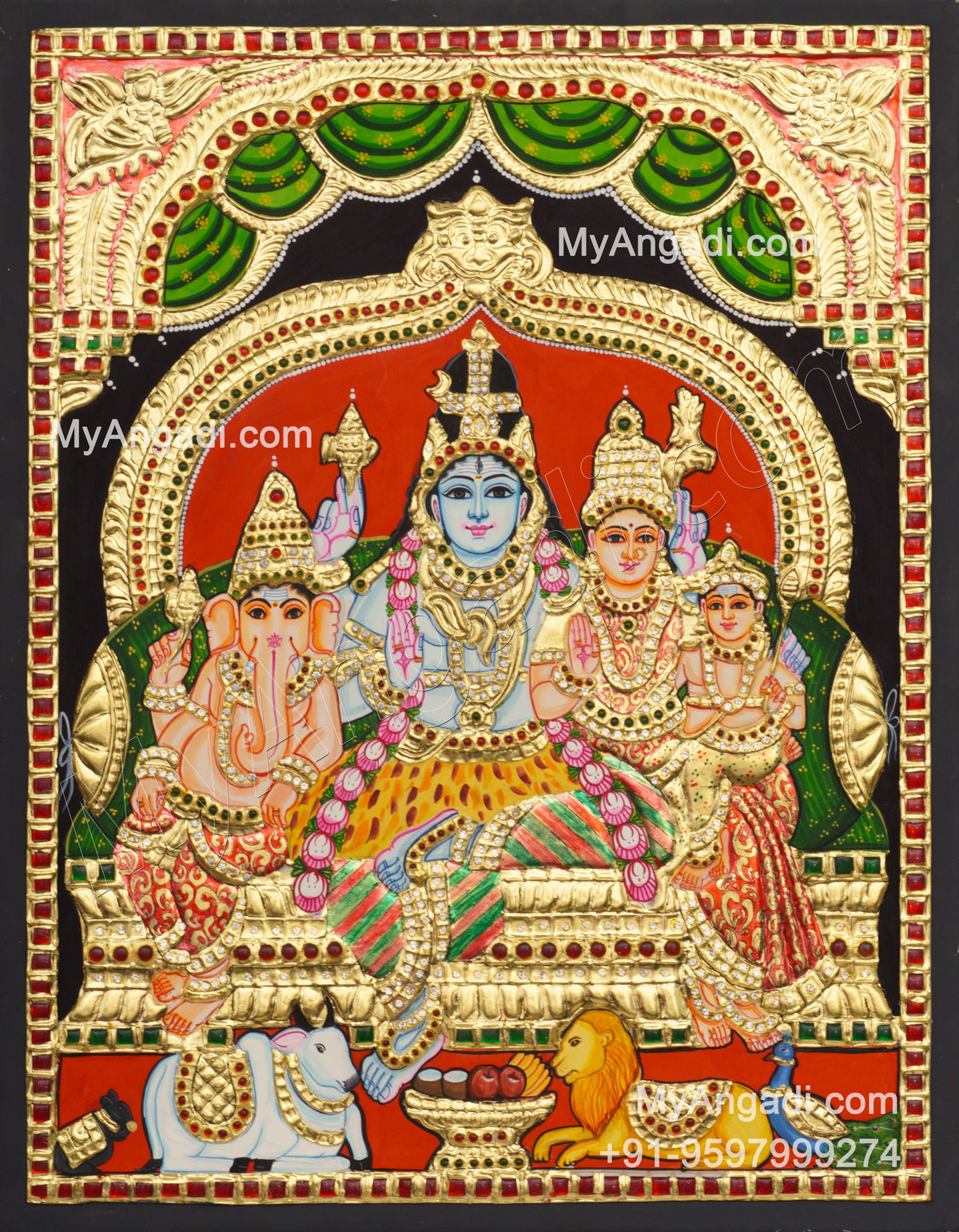 Shivan Family Tanjore Painting
