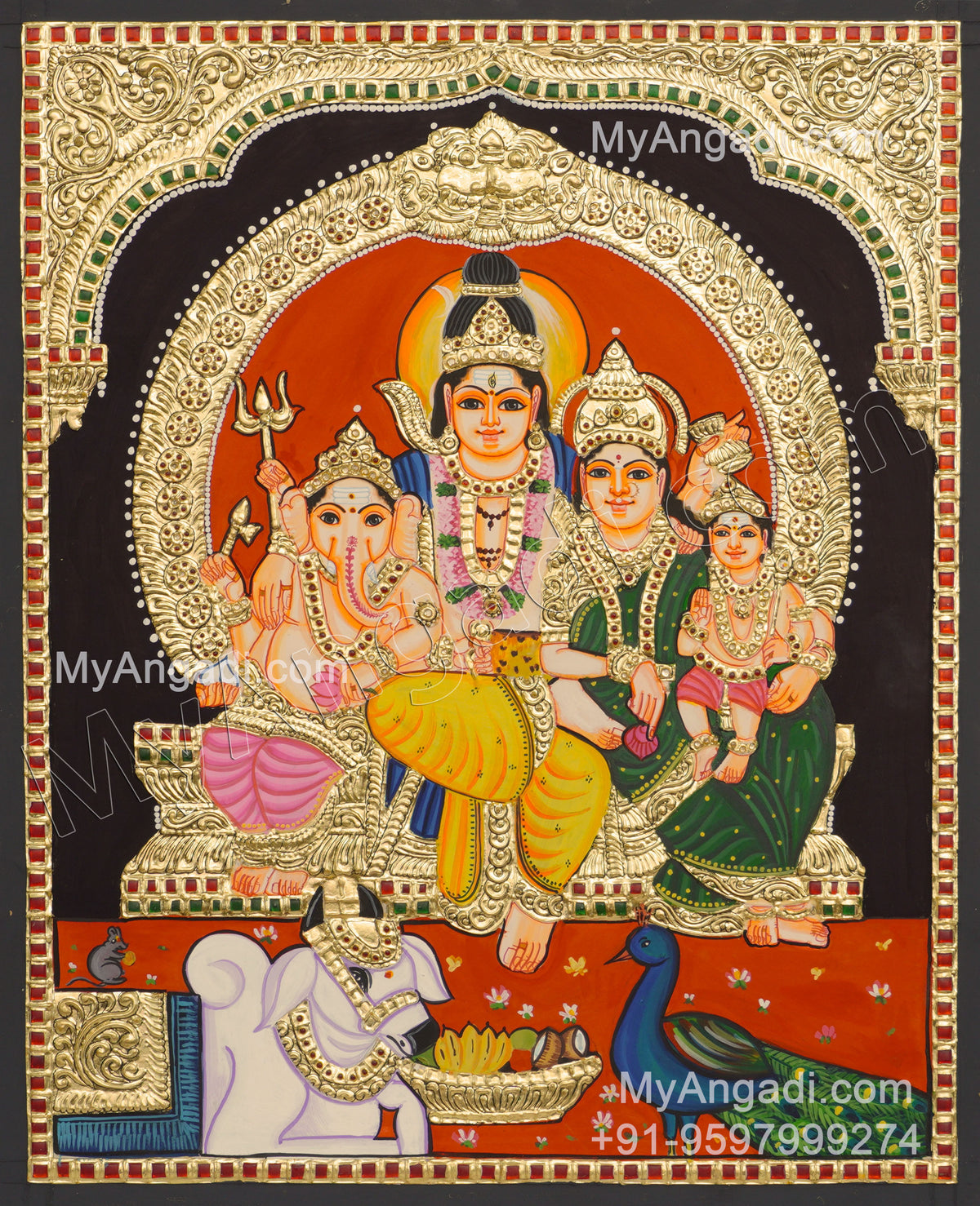 Shivan Family Tanjore Painting