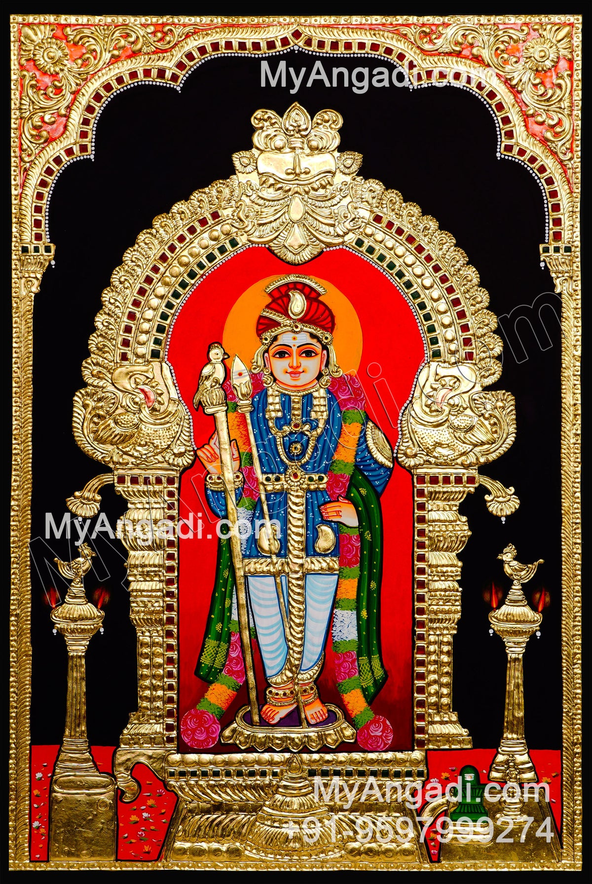 Raja Alangara Murugan Tanjore Painting