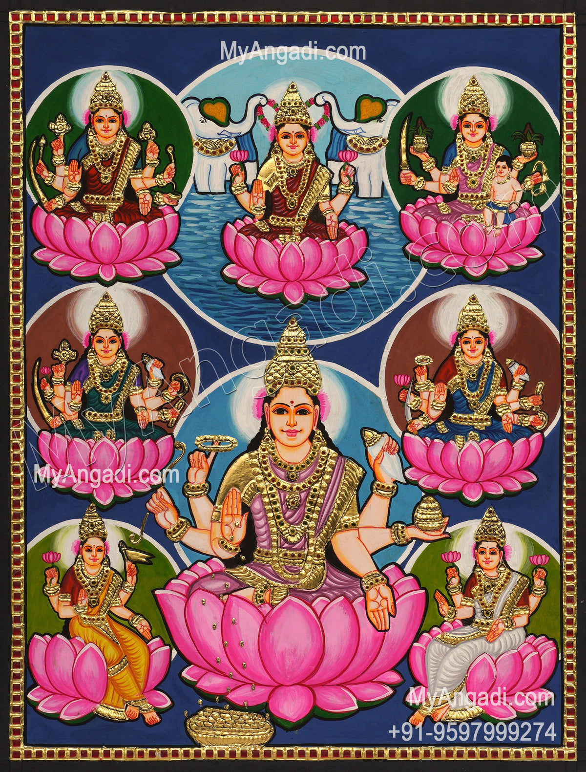 Ashta Lakshmi Tanjore Painting