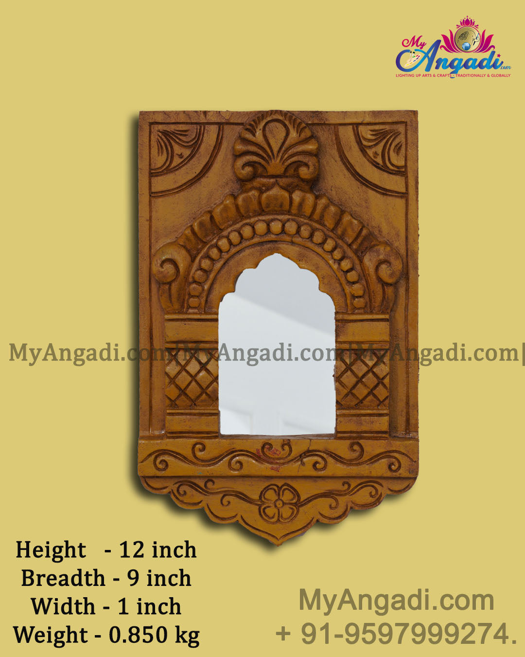 Vagai Wood Decorative Jharokha Wall Decor Mirror