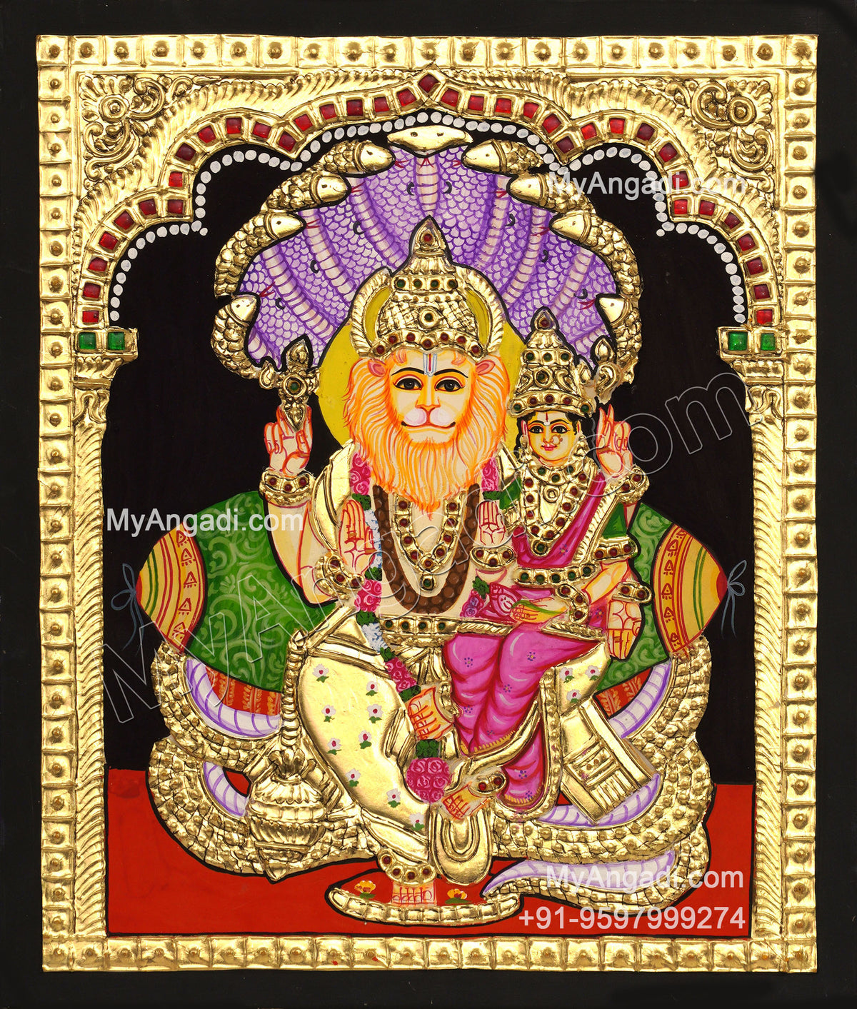 Narasimar Tanjore Painting, Lakshmi Narasimhar Tanjore Painting
