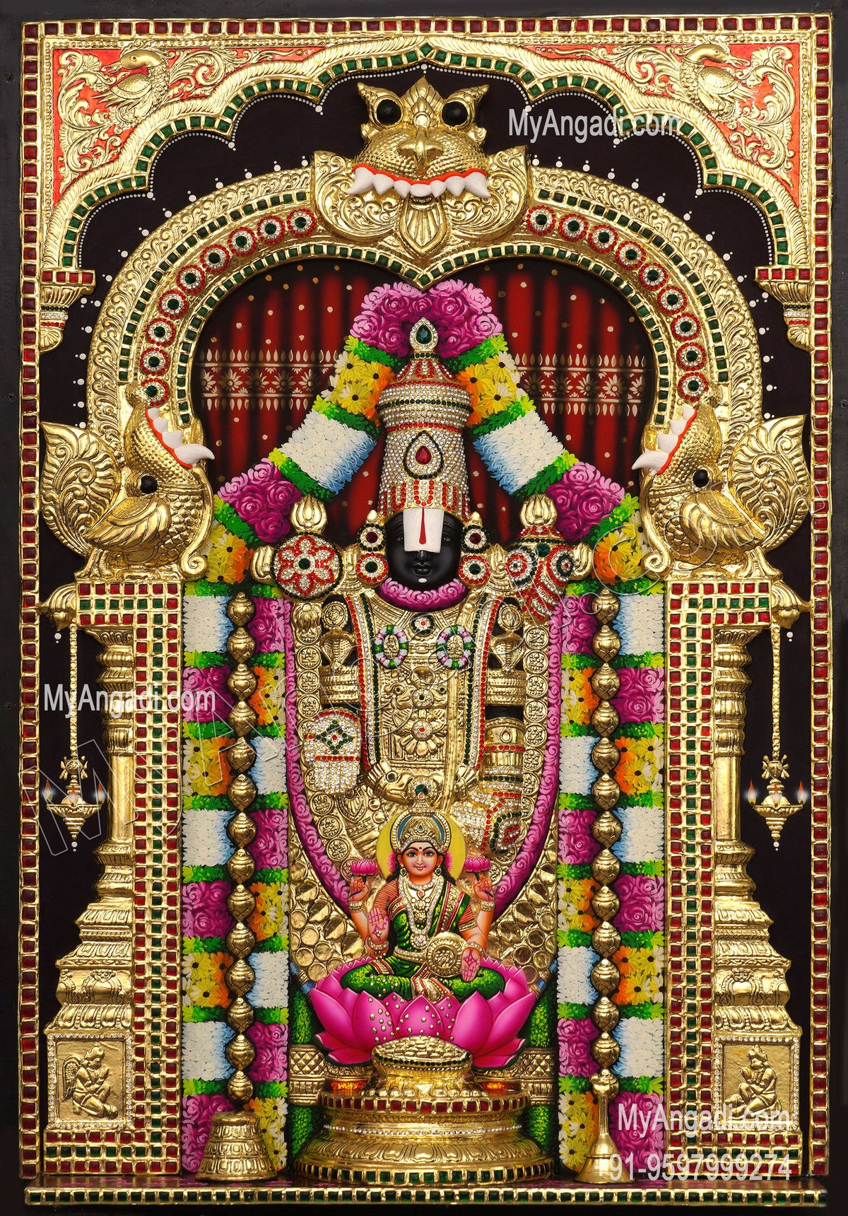 3d Balaji Lakshmi Tanjore Painting