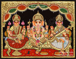 Ganesha Lakshmi Saraswathi Tanjore Painting