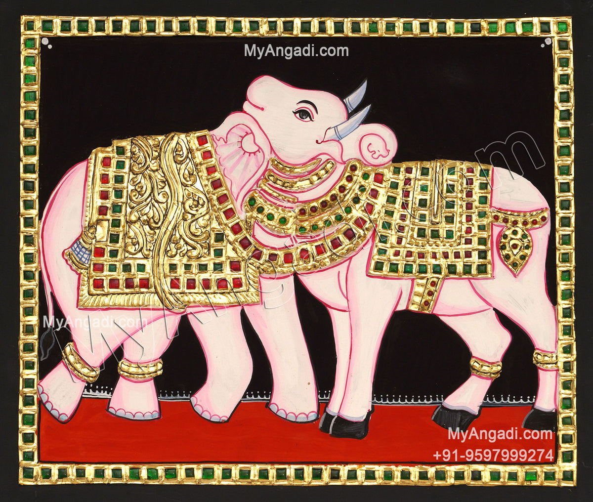 Bull and Elephant Optical Illusion in Airavatesvara Temple Tanjore Painting