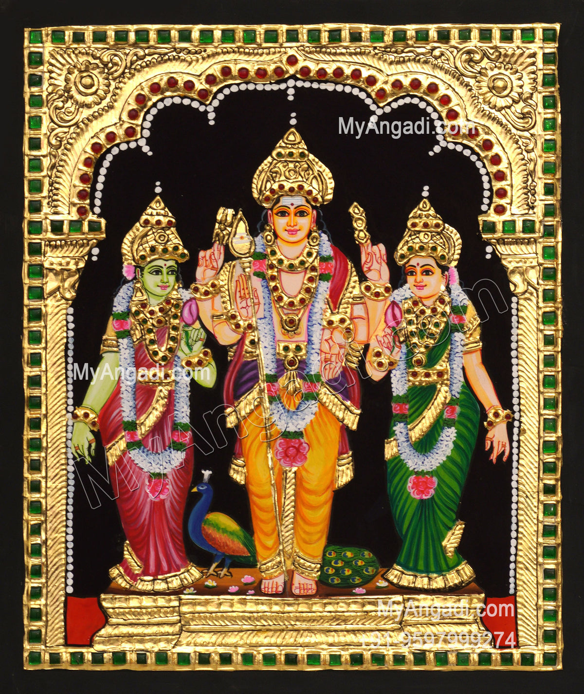Murugan Valli Deivanai Tanjore Painting