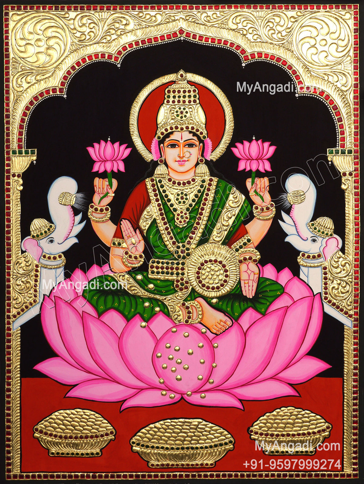 Gajalakshmi Tanjore Painting
