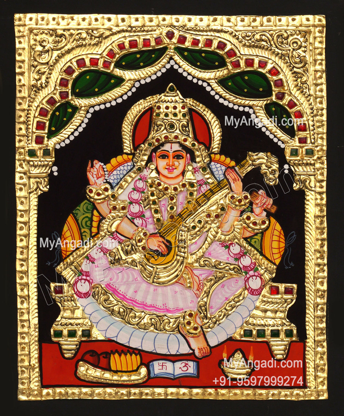 Saraswathi Devi Tanjore Painting