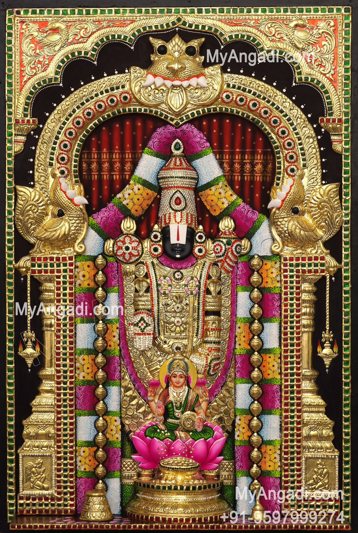 3D Balaji Lakshmi Tanjore Painting