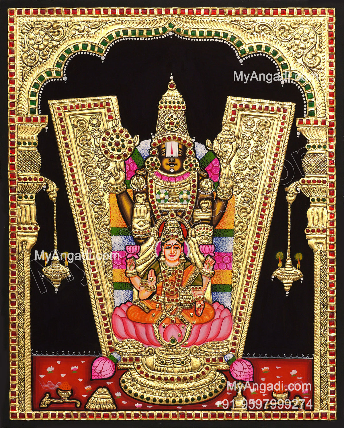 Balaji Lakshmi naamam Tanjore Painting