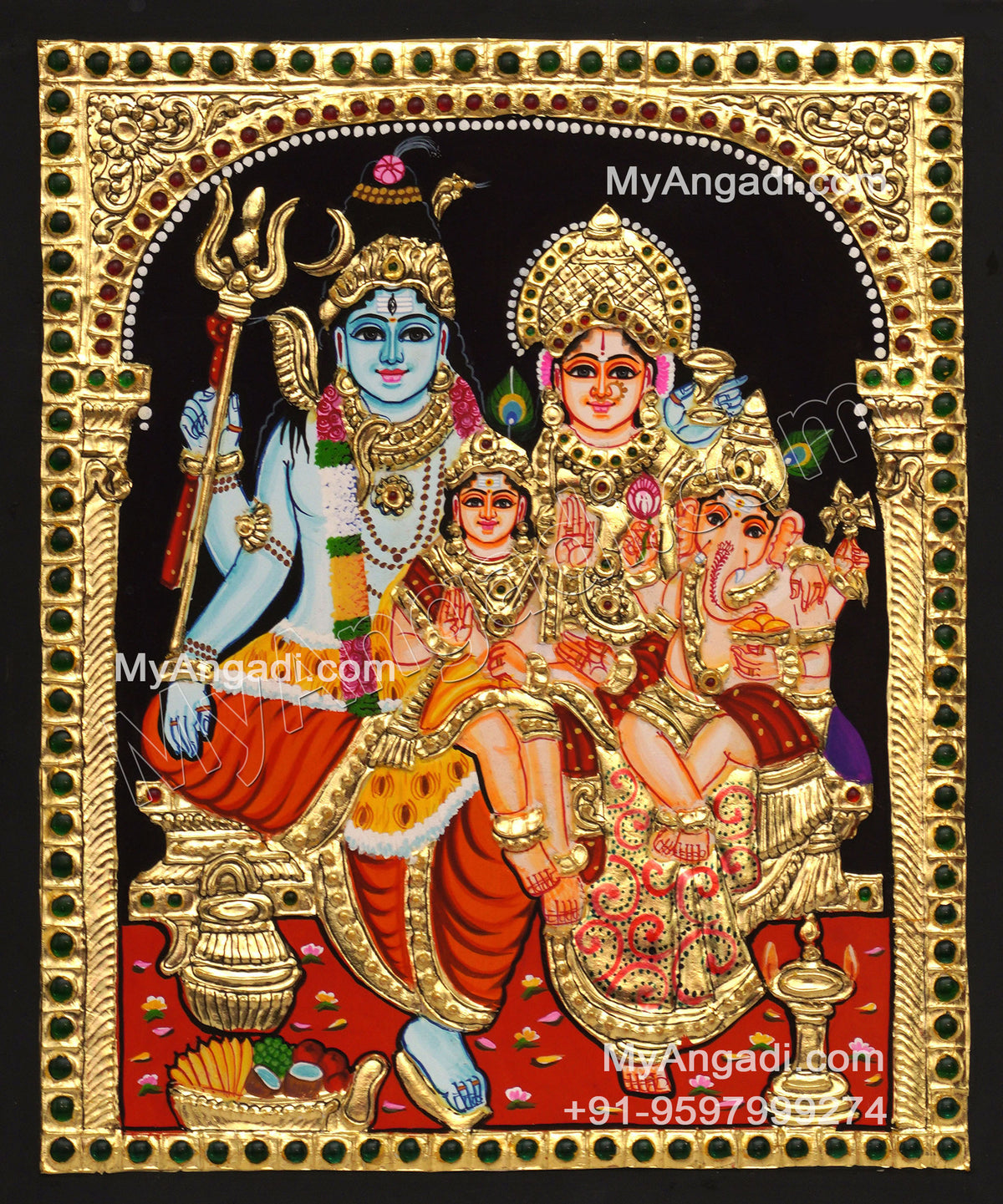 Siva Family Tanjore Painting