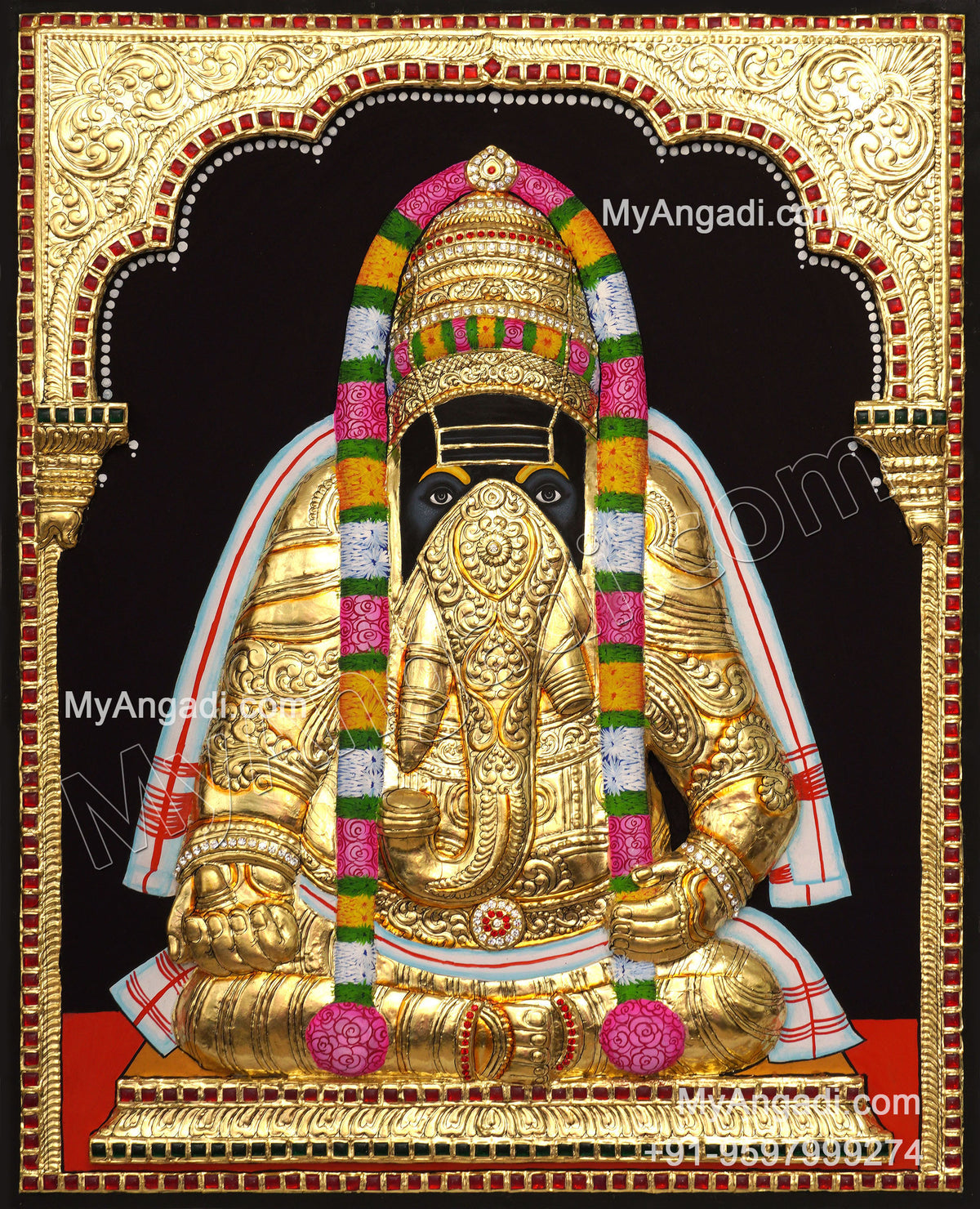 3D Karpaga vinayagar Tanjore Painting
