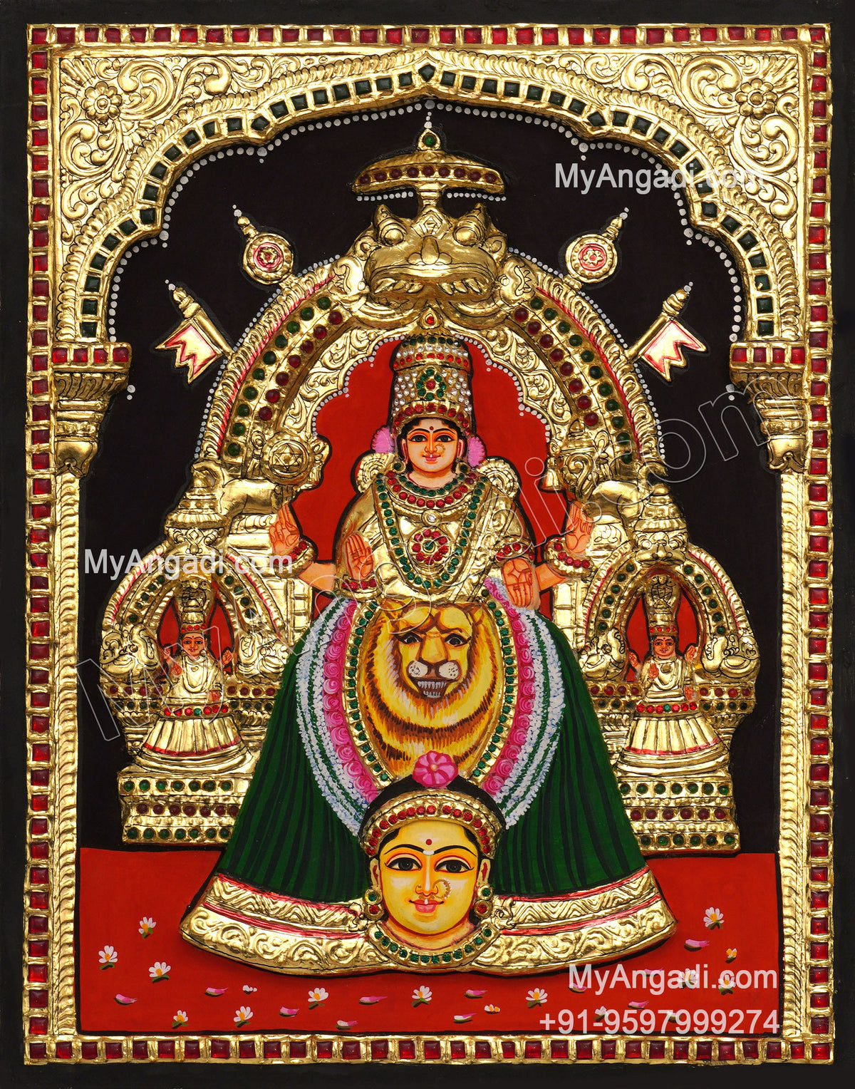 Kollur Mookambikai 3D Tanjore Painting
