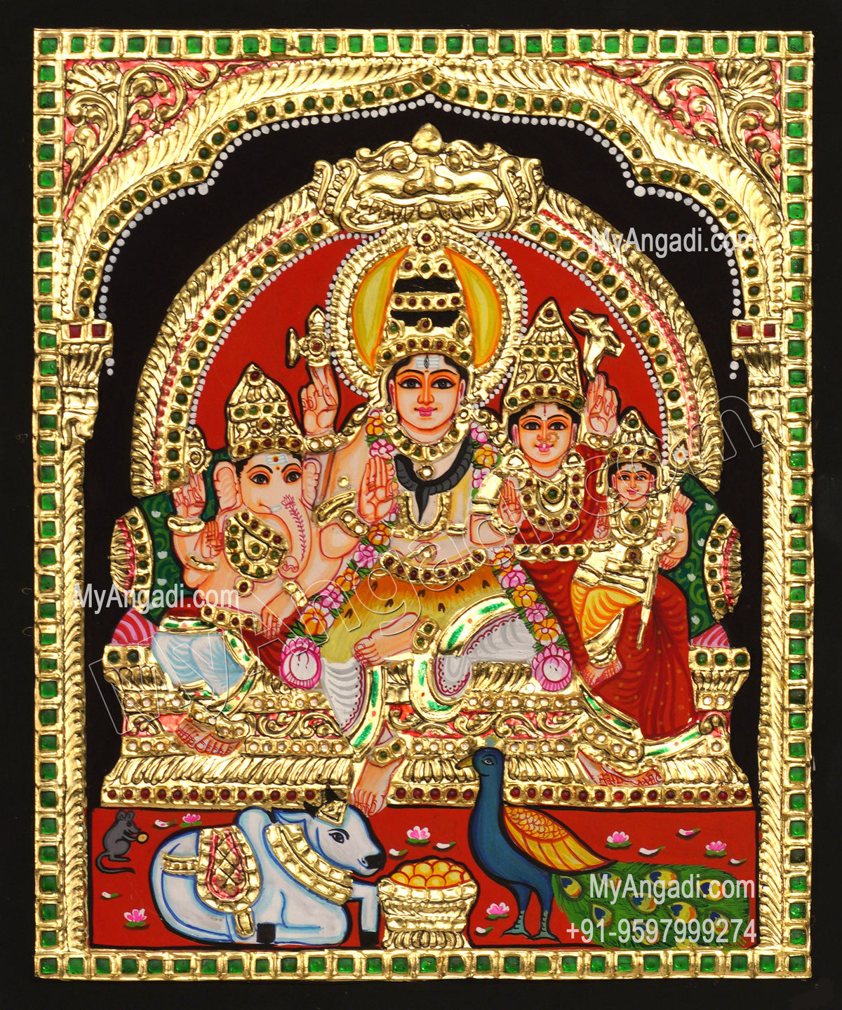 Shivan Family Tanjore Painting