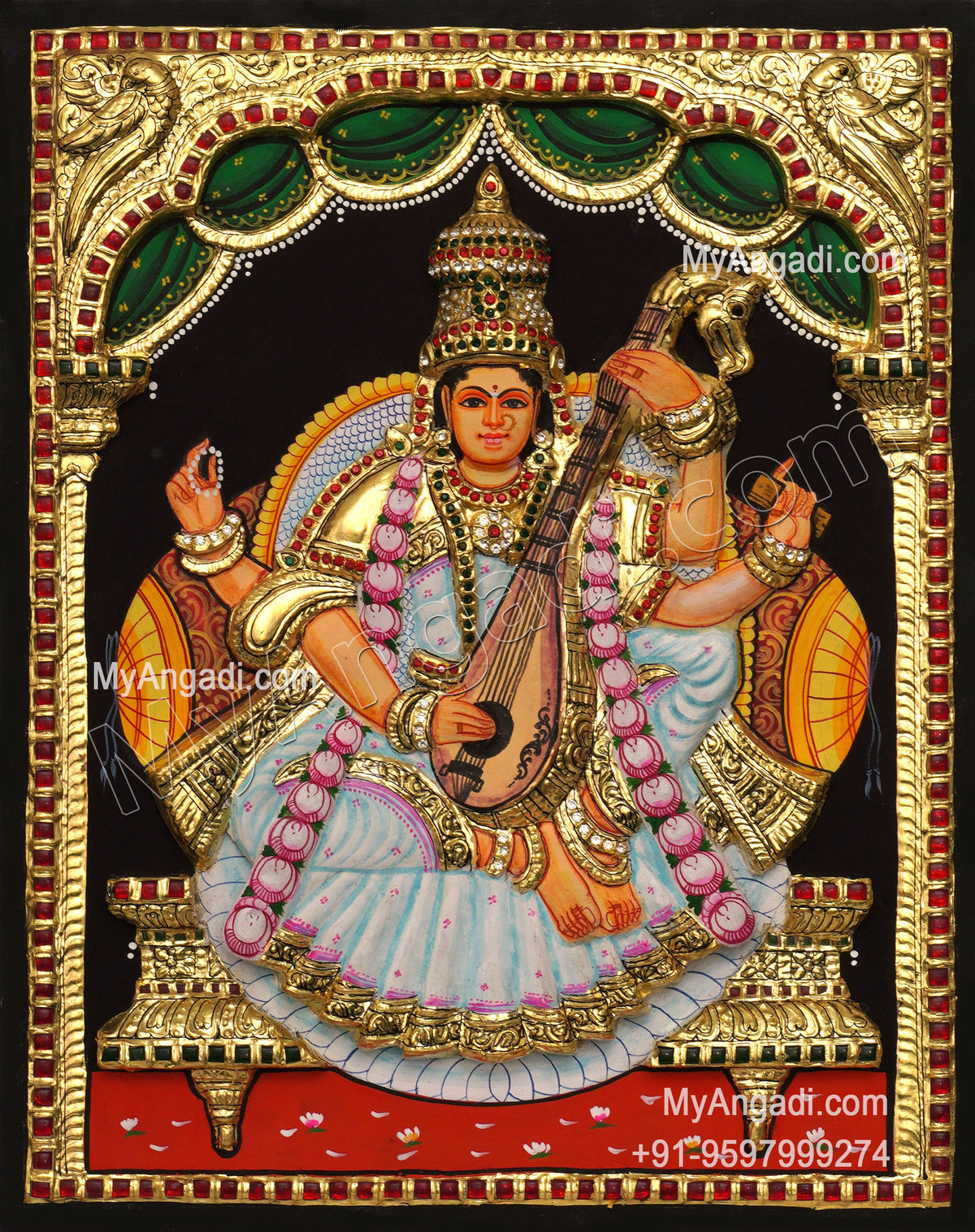 Saraswathi3D Tanjore Painting