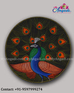 Round Peacock Canvas Painting 