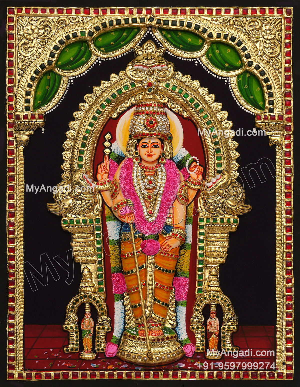 Thiruchendur Murugan 3D Tanjore Painting
