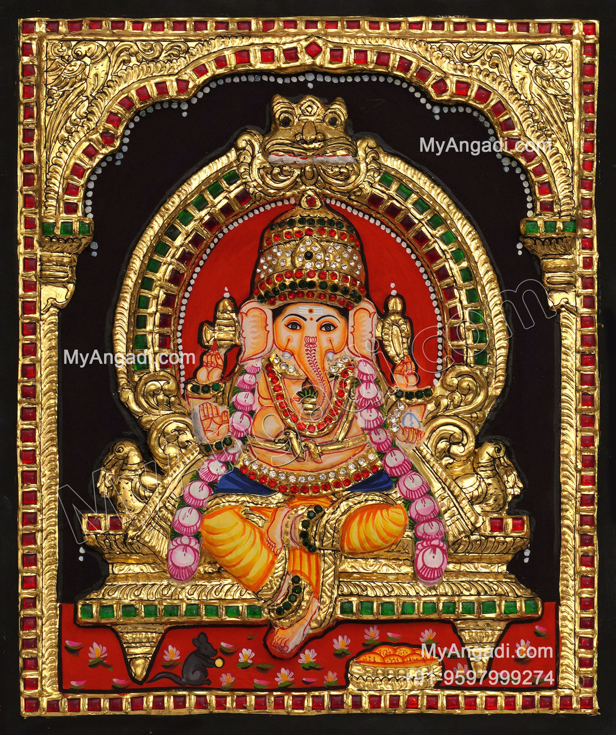 Ganesha 3d Tanjore Painting