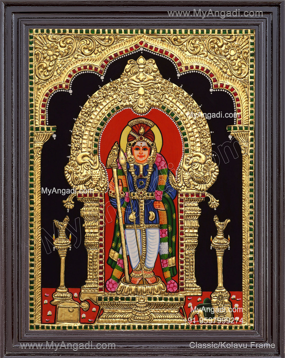 Palani Raja Alangara Murugan Tanjore Painting