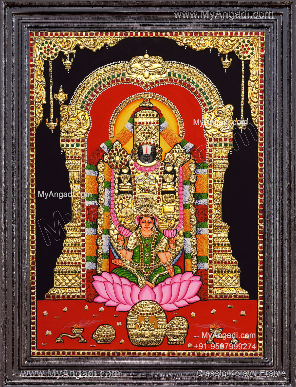 Balaji with Lakshmi Tanjore Painting