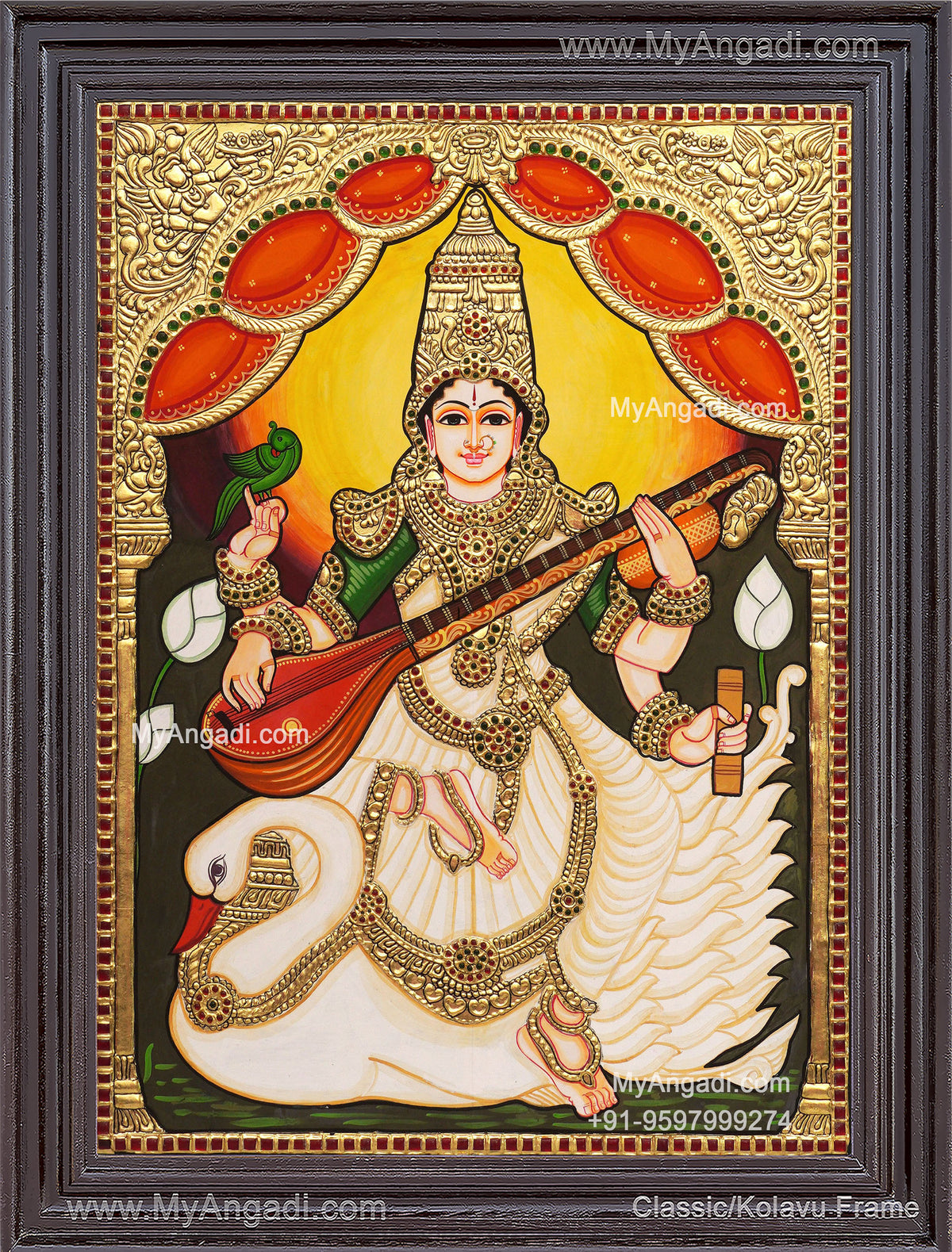 Saraswathi Devi Tanjore Painting