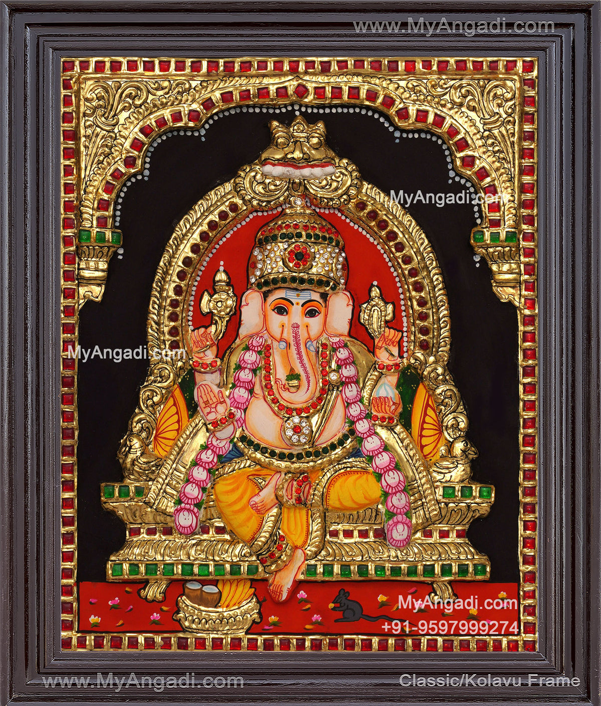 Ganesha 3d Embossed Tanjore Painting