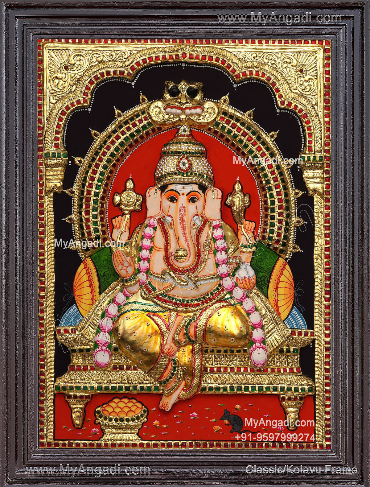 Ganesha 3d Embossed Tanjore Painting