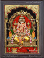 Ganesha 3d Embossed Tanjore Painting