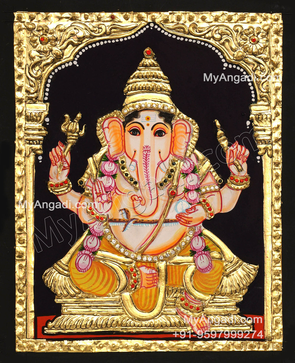 6 God - Ganesha, Lakshmi, Saraswathi, Balaji, Murugan,Kamatchi Tanjore Paintings