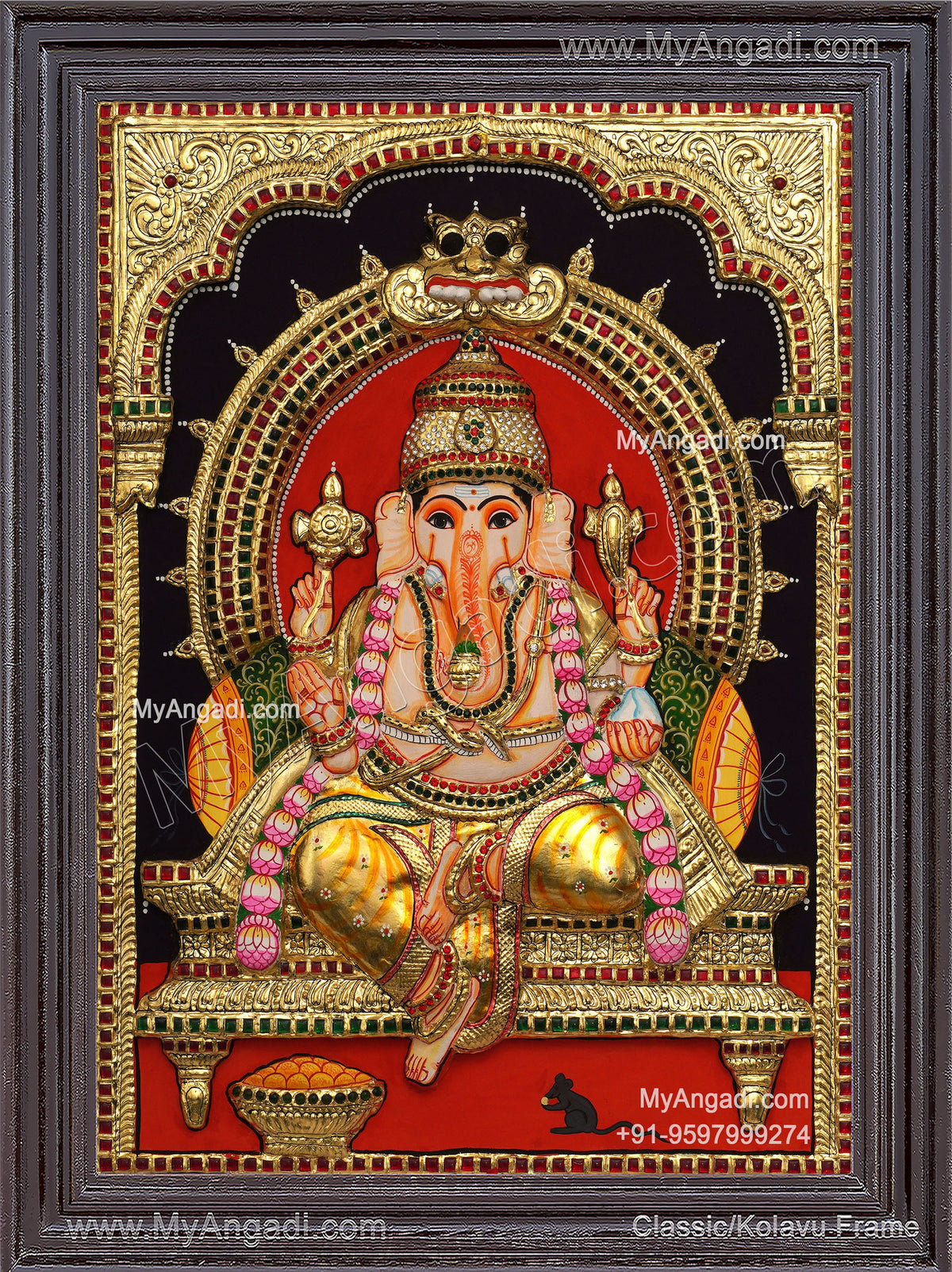 Ganesha 3d Embossed Tanjore Painting