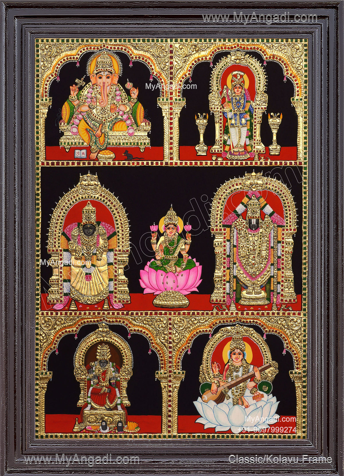 5 PanelTanjore Painting