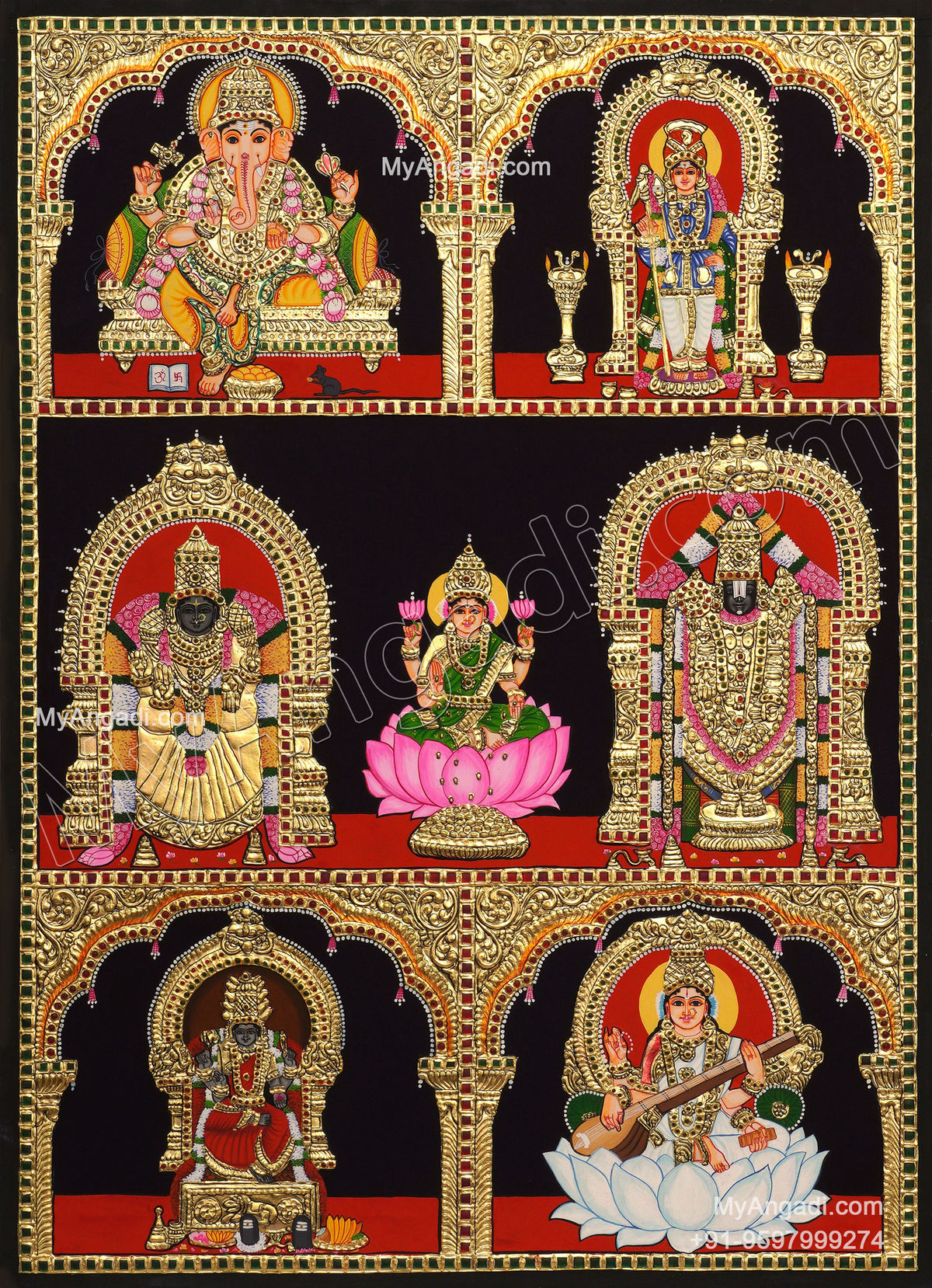 5 PanelTanjore Painting