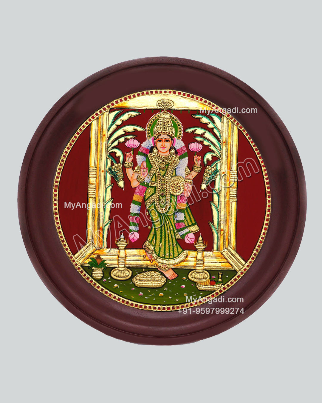 Graha Lakshmi Round Tanjore Painting