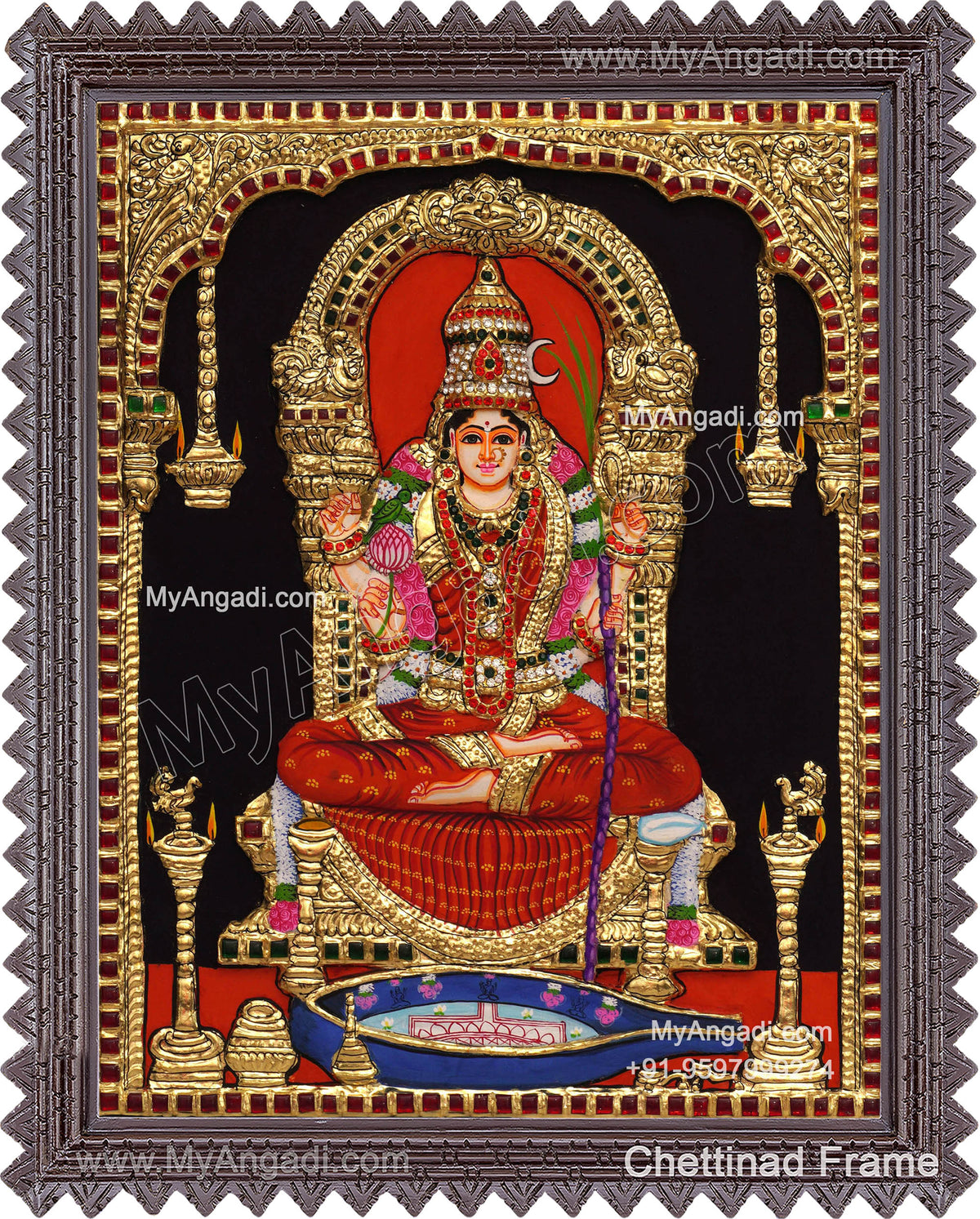 Kamatchi Amman 3D Tanjore Painting