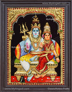 3D Shivan Parvathi Tanjore Painting