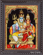 3D Shivan Parvathi Tanjore Painting