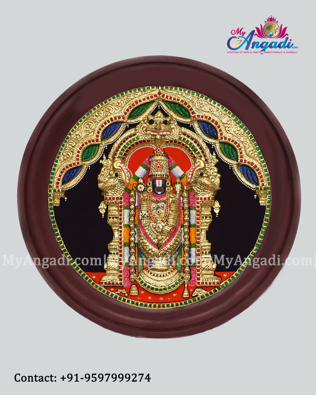 3D Balaji Round Tanjore Painting