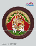 3D Pradhosam Sivan Parvathi Round Tanjore Painting