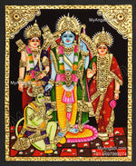 Ram Darbar - Ram with Sita, Hanuman, LakshmananTanjore Painting