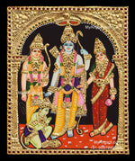 Ram Darbar - Ram with Sita, Hanuman, LakshmananTanjore Painting