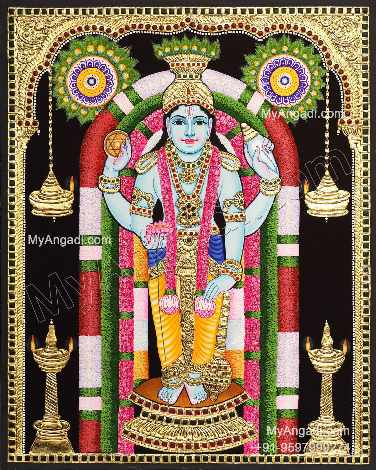 Guruvayoorappan Tanjore Painting