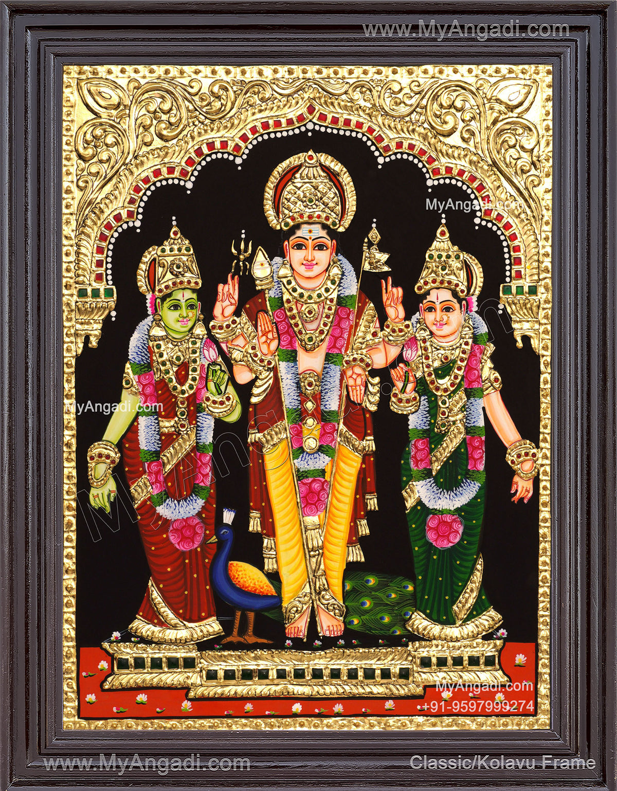 Murugar valli deivanai Tanjore Painting