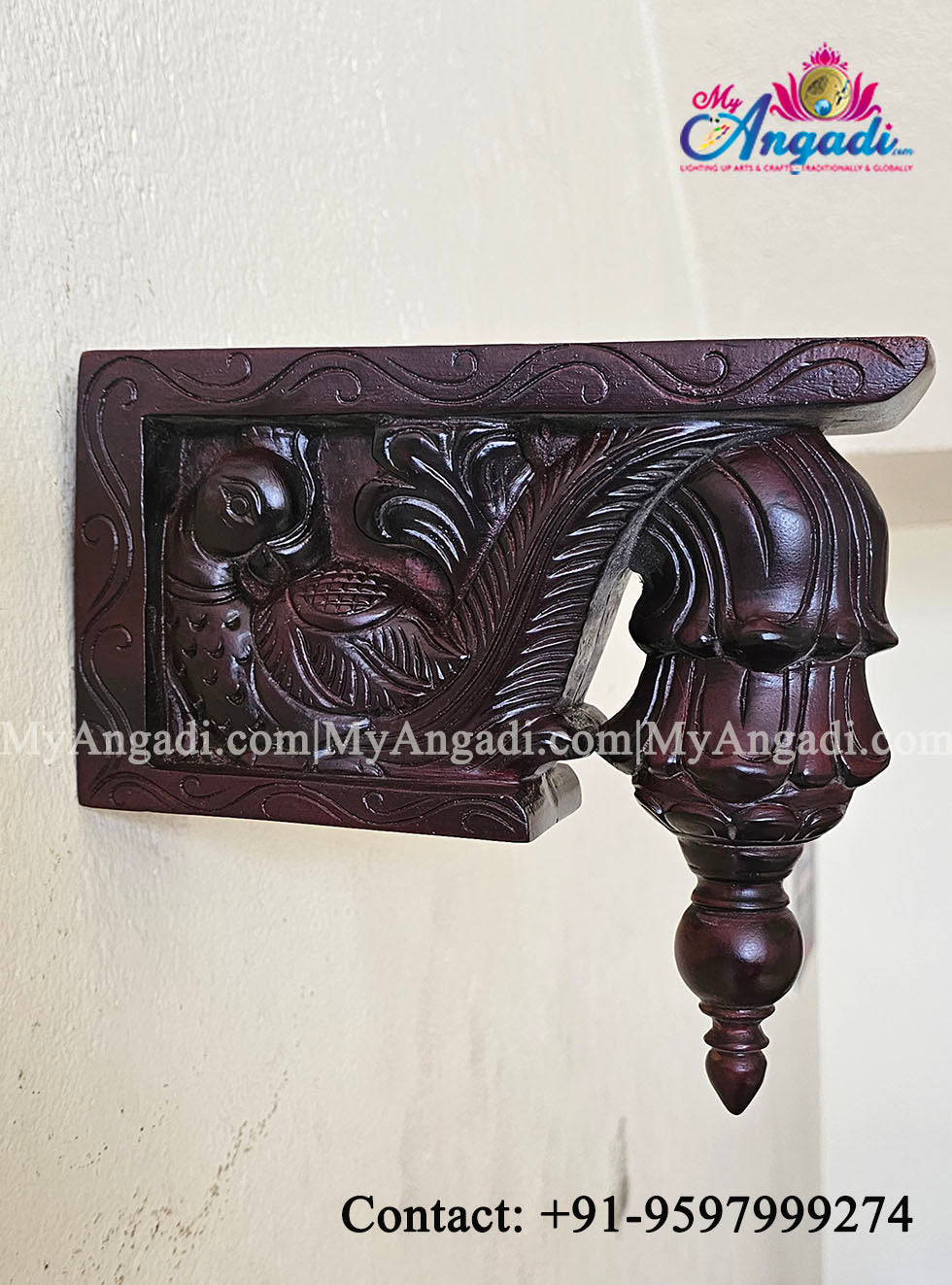 Vagai Wood Parrot Wall Brackets