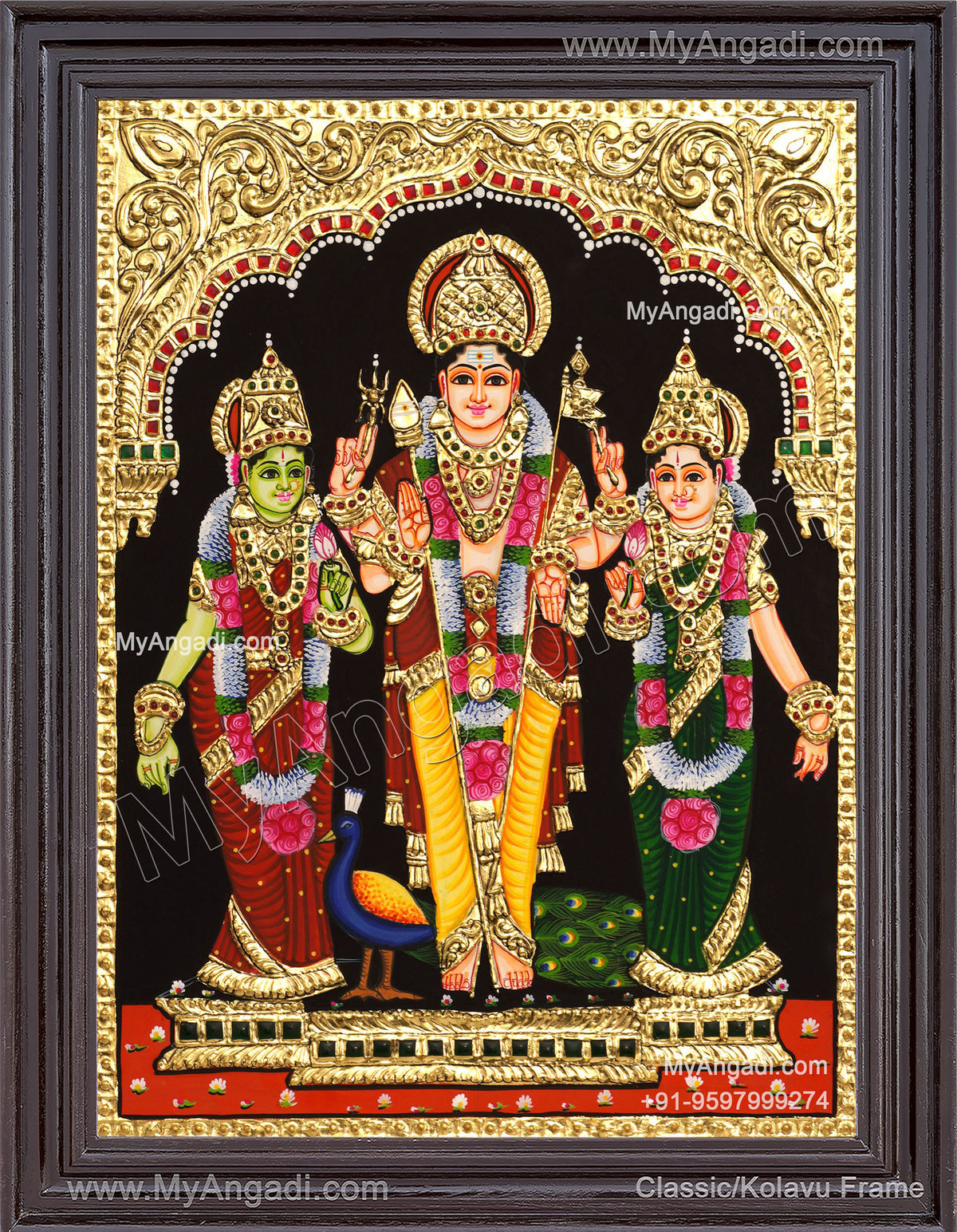 Murugan Valli Deivanai Tanjore Painting