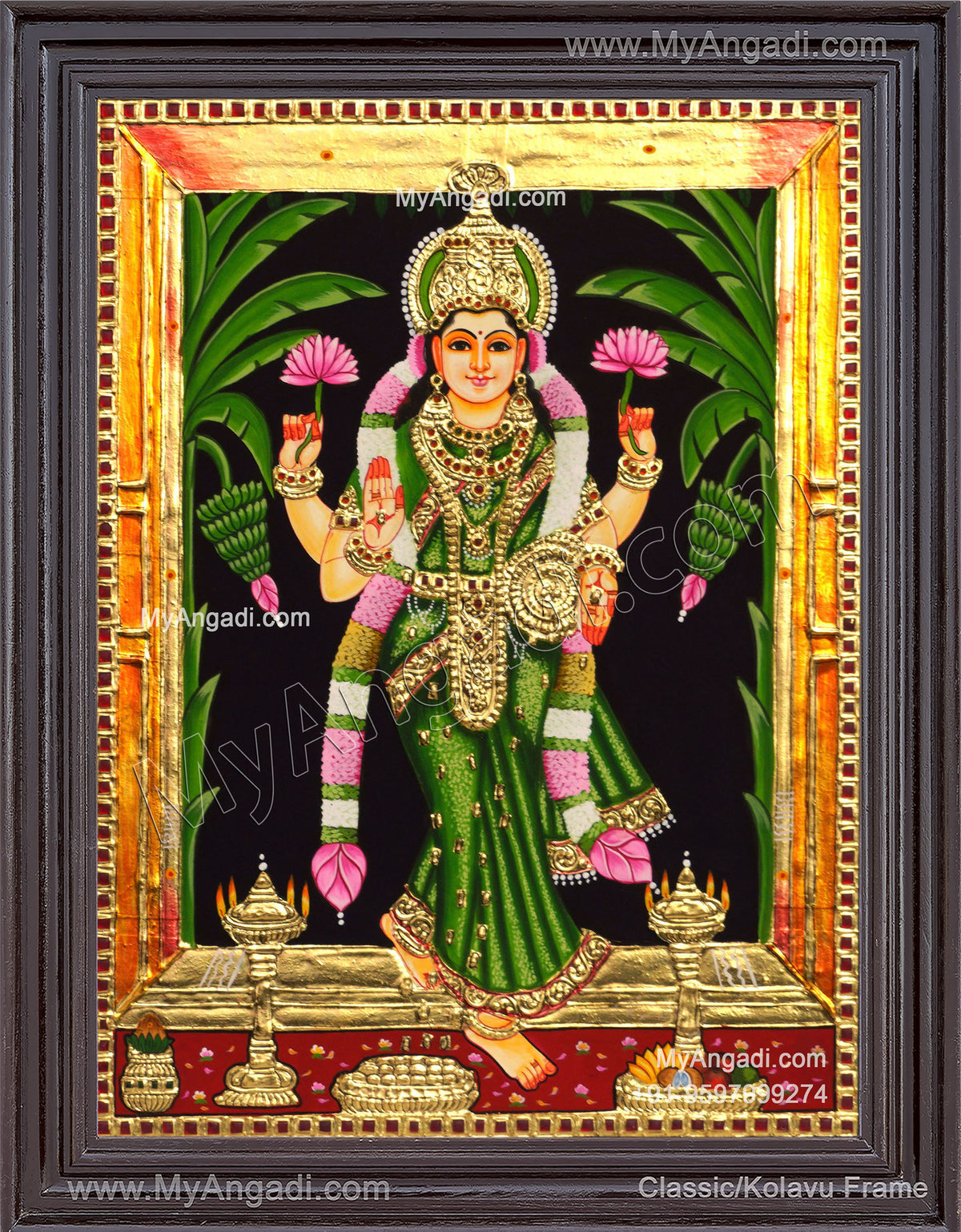 Grahalakshmi Tanjore Painting, Graha Lakshmi Tanjore Painting