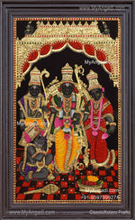 Ram Darbar - Ram with Sita, Hanuman, LakshmananTanjore Painting