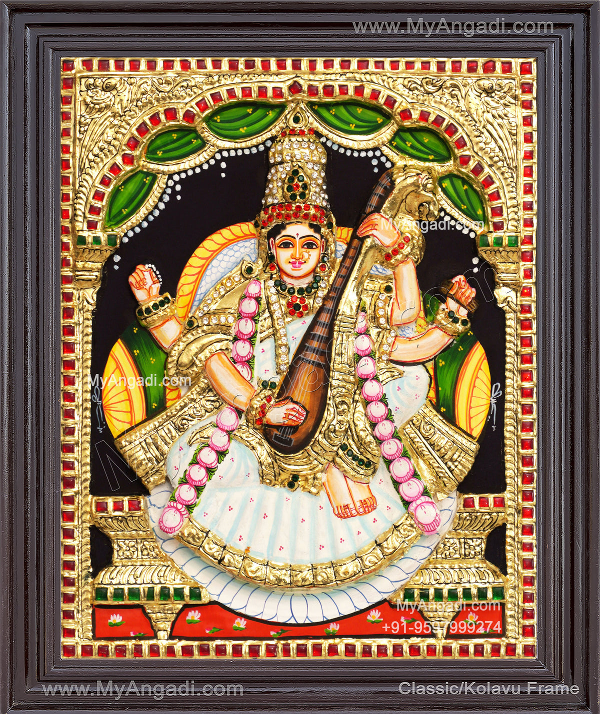 Saraswathi 3D Tanjore Painting