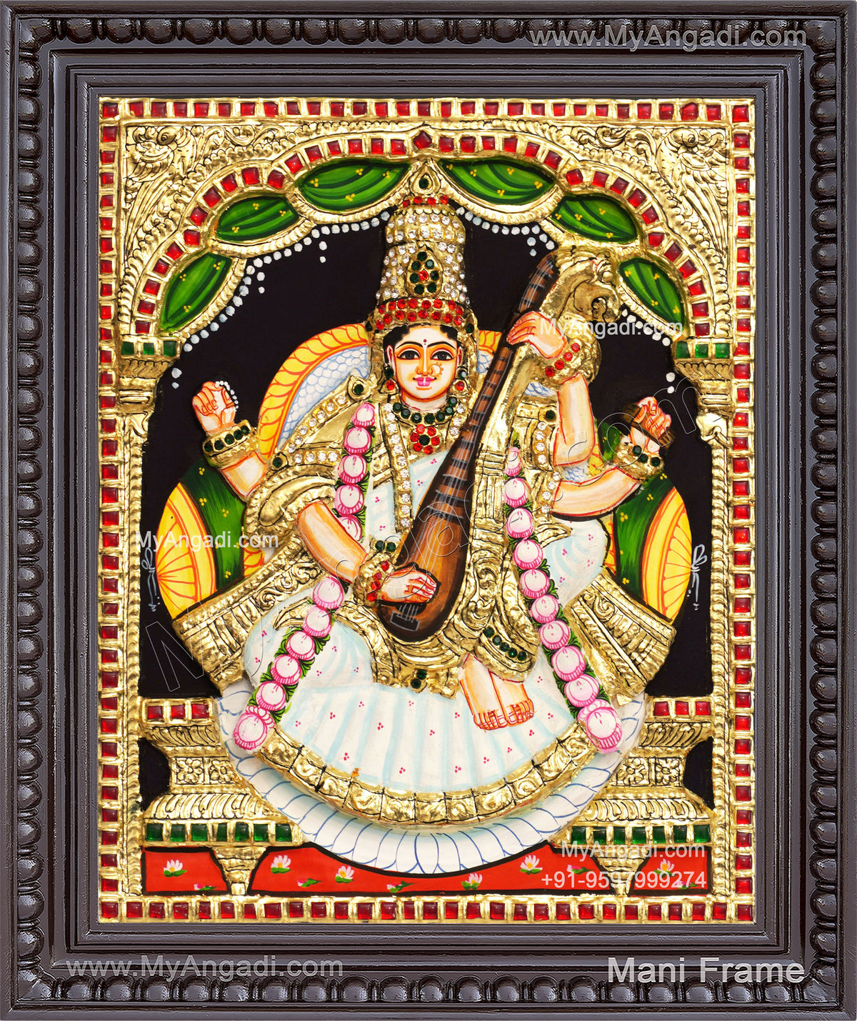 Saraswathi 3D Tanjore Painting