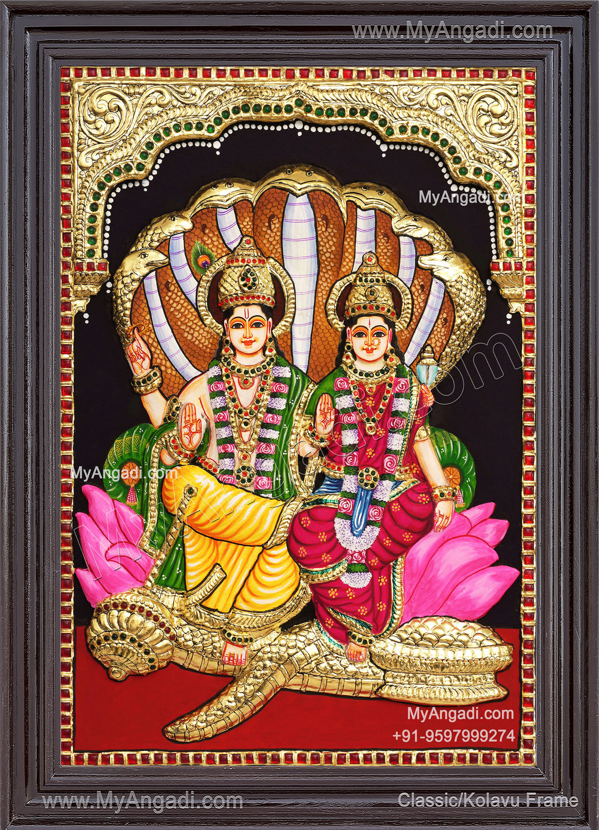 Vishnu Lakshmi 3D Tanjore Paintings