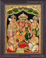 Ram Darbar - Ram with Sita, Hanuman, LakshmananTanjore Painting